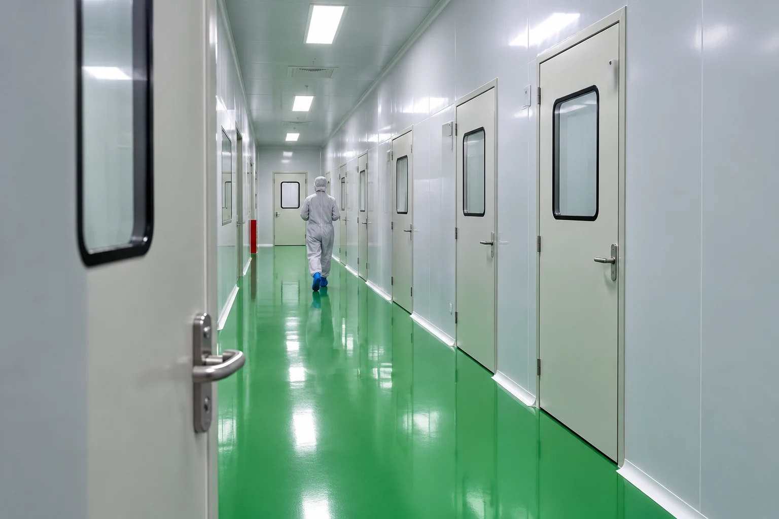 Illustrative clean corridor for reviewing process-room separation