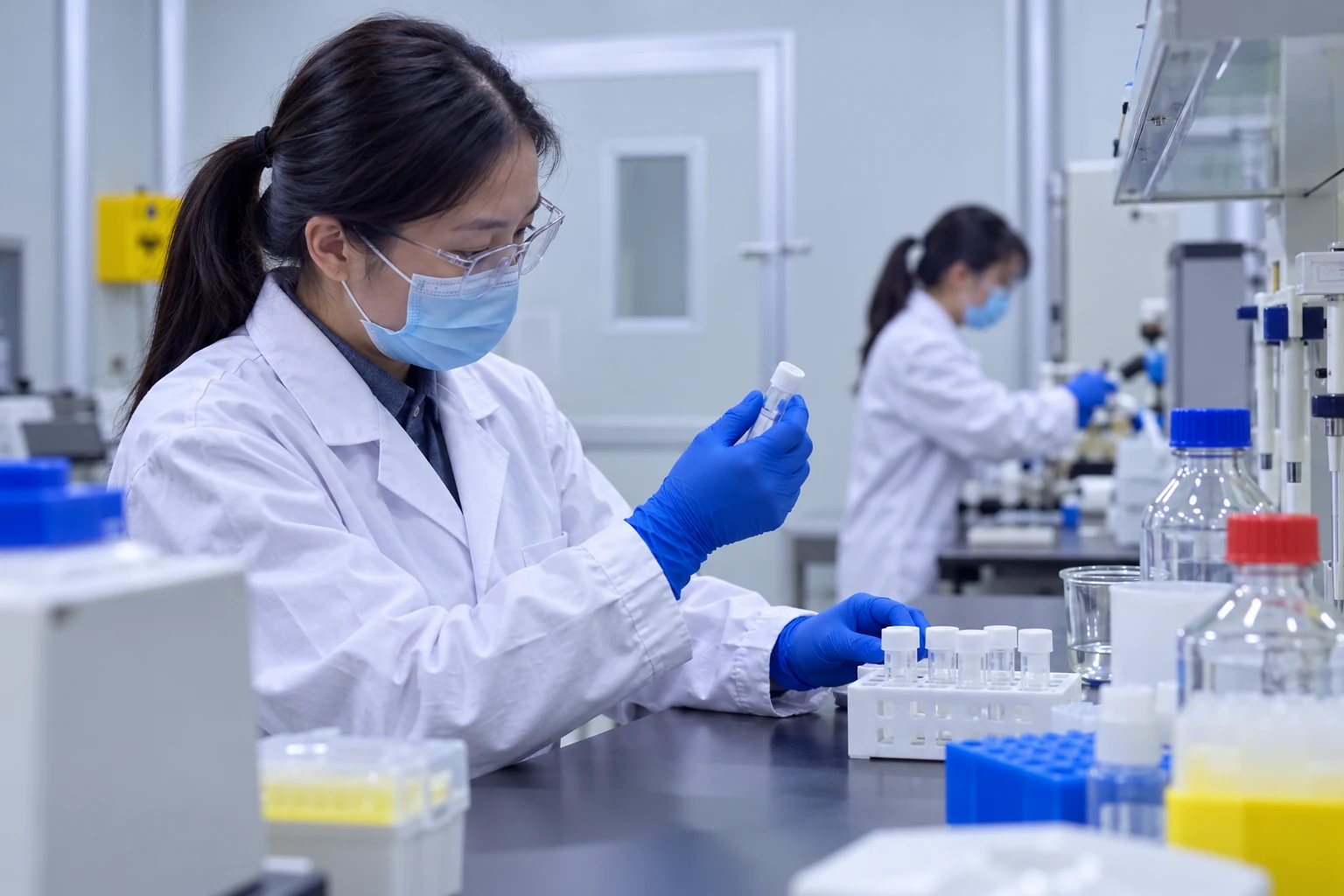 Illustrative laboratory review of samples and controlled manufacturing records