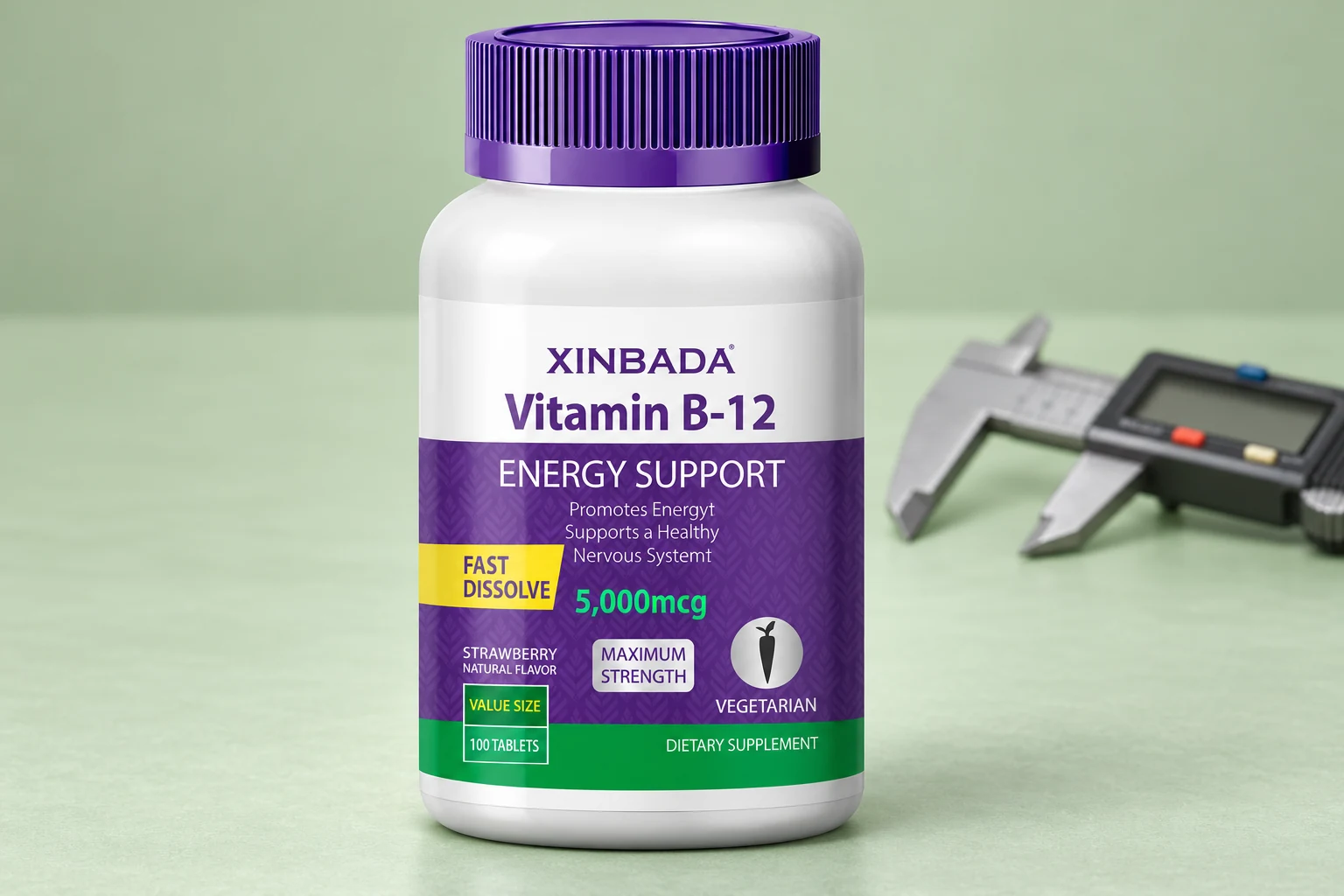 Vitamin B-12 bottle used as an illustrative example of count and label reconciliation