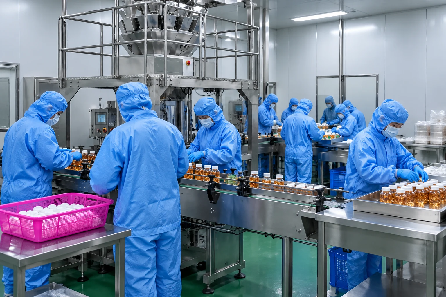 Same-site manufacturing context illustrating coordination between preparation and a controlled production operation