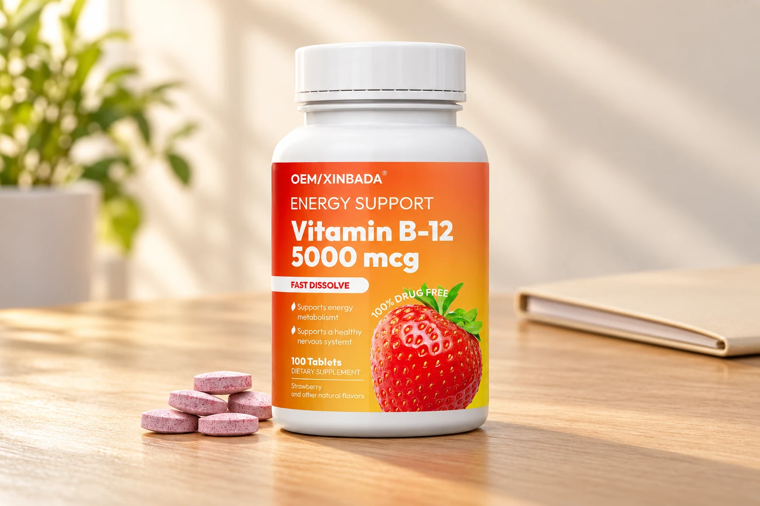 Vitamin B12 tablet bottle as a dosage form example